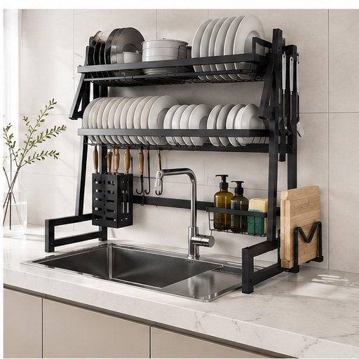 Escurridor de Platos de 2 Niveles con Organizador Multifuncional NovaHaus